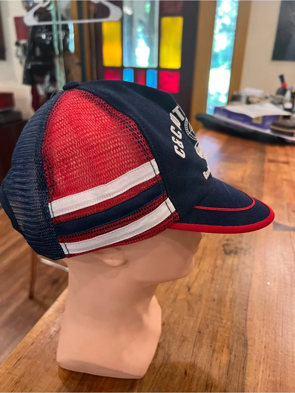 Navy and Red Embroidered Baseball Cap